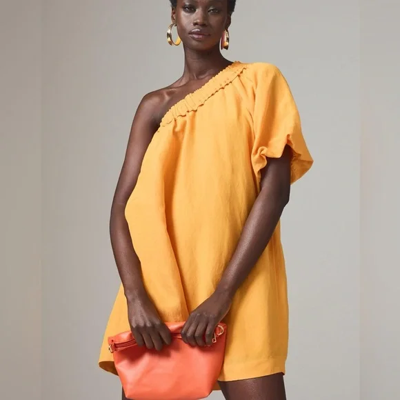Anthropologie | Dresses | By Anthropologie One Shoulder Waistless Mini Dress  In Orange | Poshmark